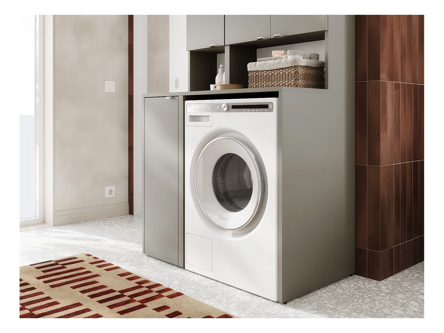 Armoire Haute LORA pour Lave-linge & Sèche-linge - 210x65x56/25 cm