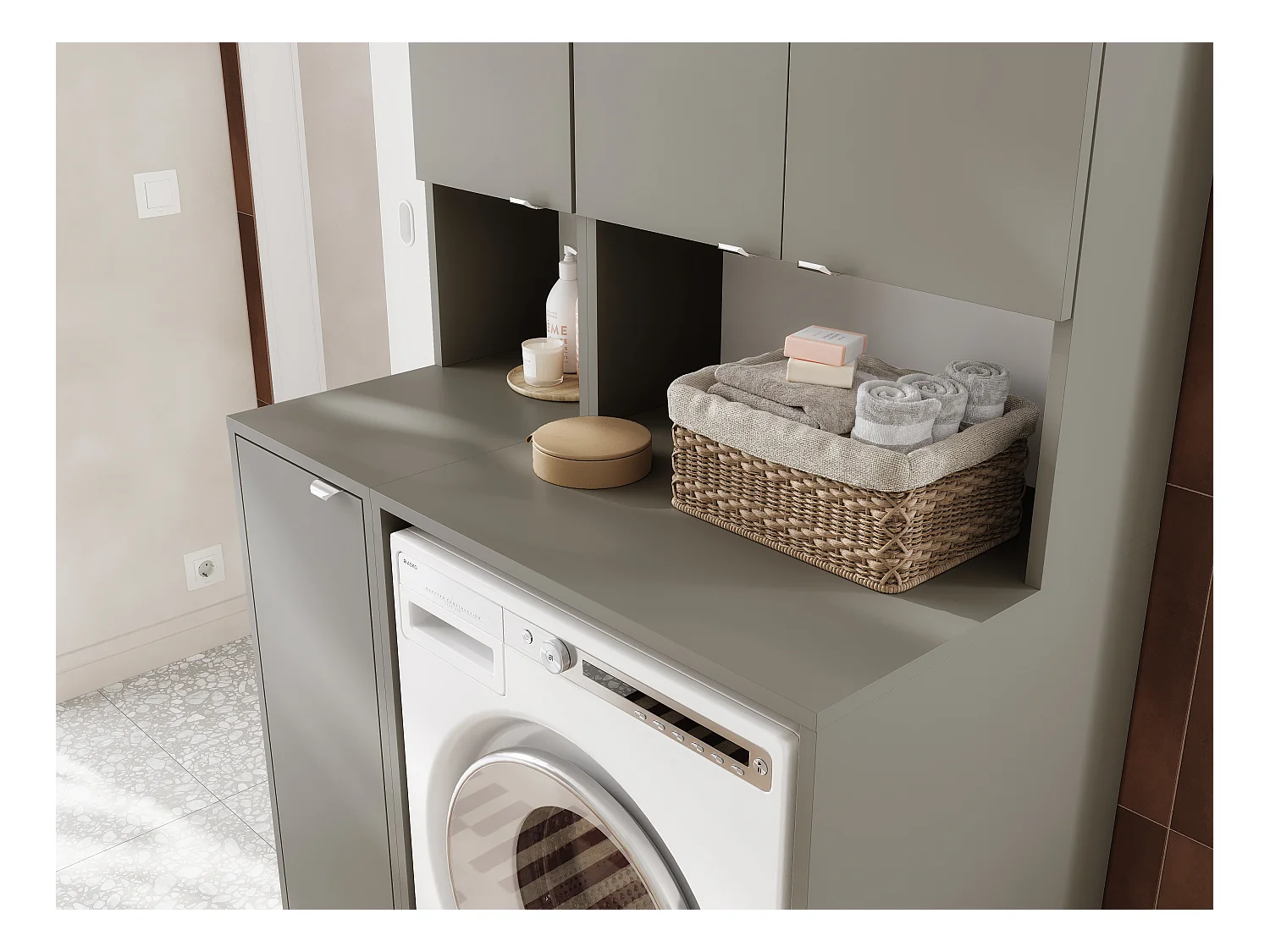 Armoire Haute LORA pour Lave-linge & Sèche-linge - 210x65x56/25 cm