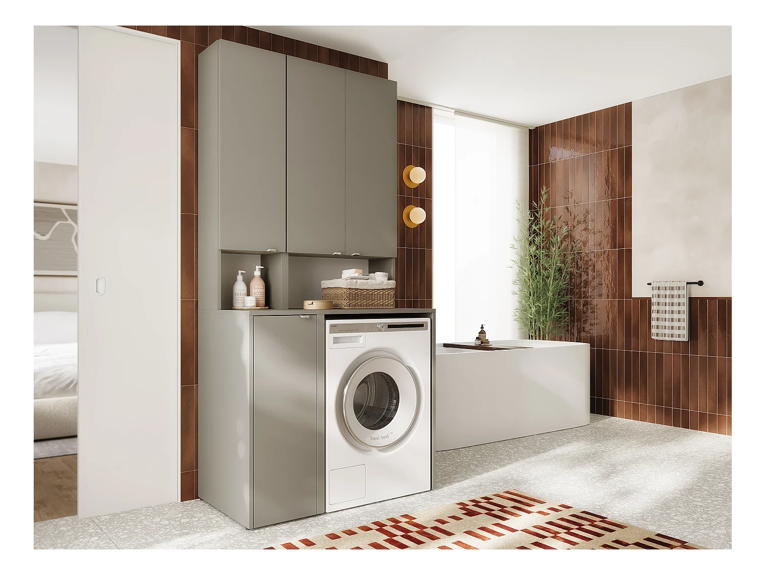 Armoire Haute LORA pour Lave-linge & Sèche-linge - 210x65x56/25 cm