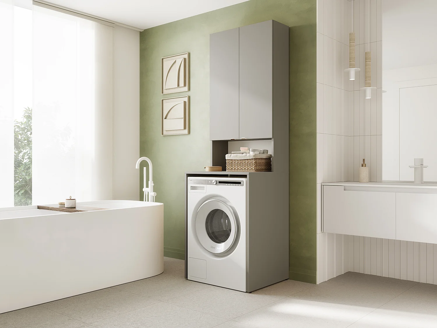 Armoire Haute LORA pour Lave-linge & Sèche-linge - 210x65x56/25 cm