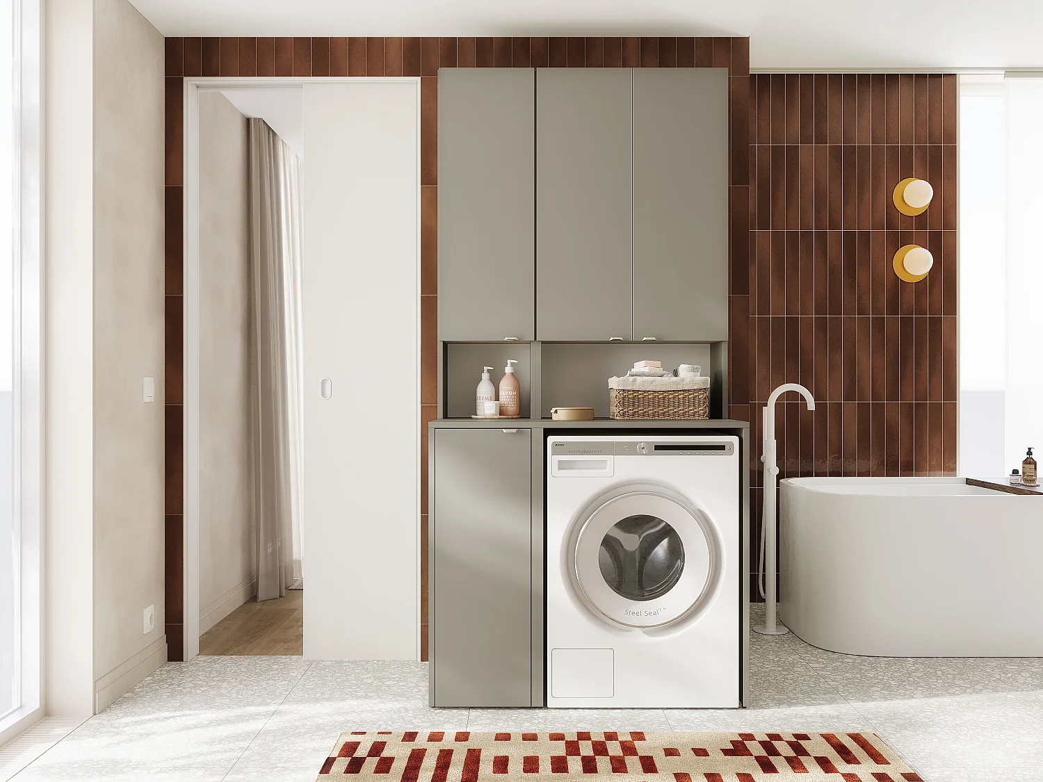 Armoire Haute LORA pour Lave-linge & Sèche-linge - 210x65x56/25 cm