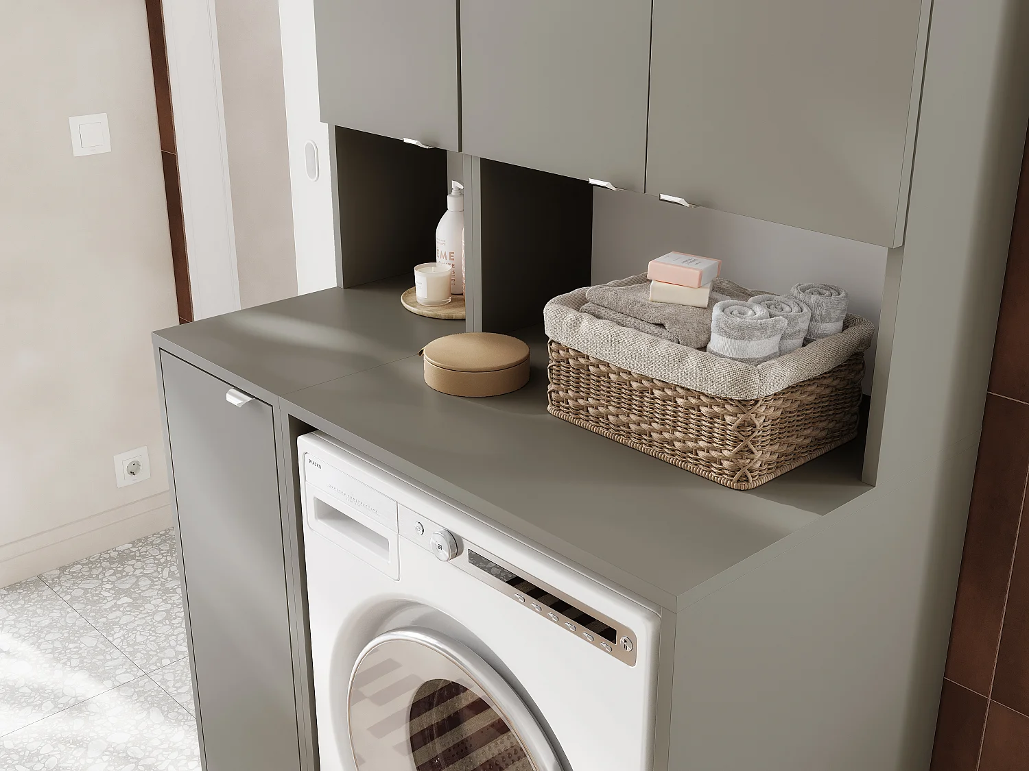 Armoire Haute LORA pour Lave-linge & Sèche-linge - 210x65x56/25 cm