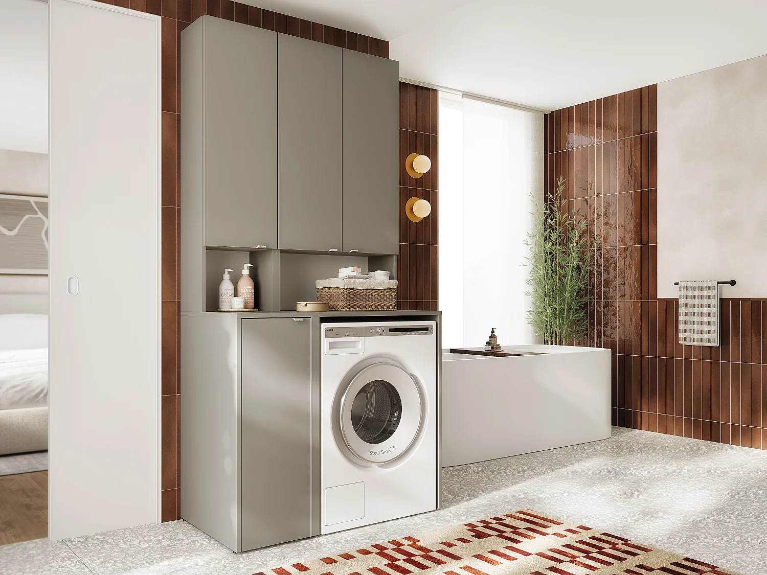 Armoire Haute LORA pour Lave-linge & Sèche-linge - 210x65x56/25 cm