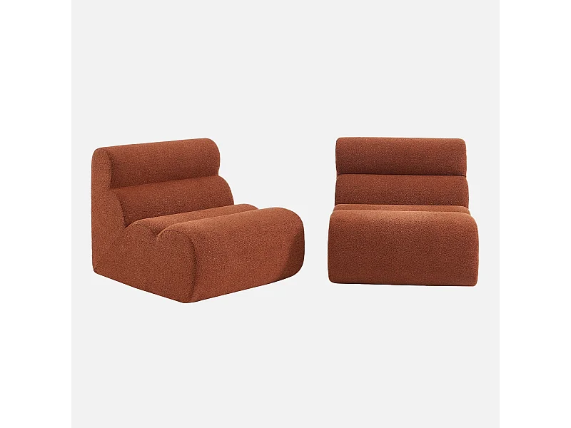 Divano modulare bouclé, 2 posti, terracotta