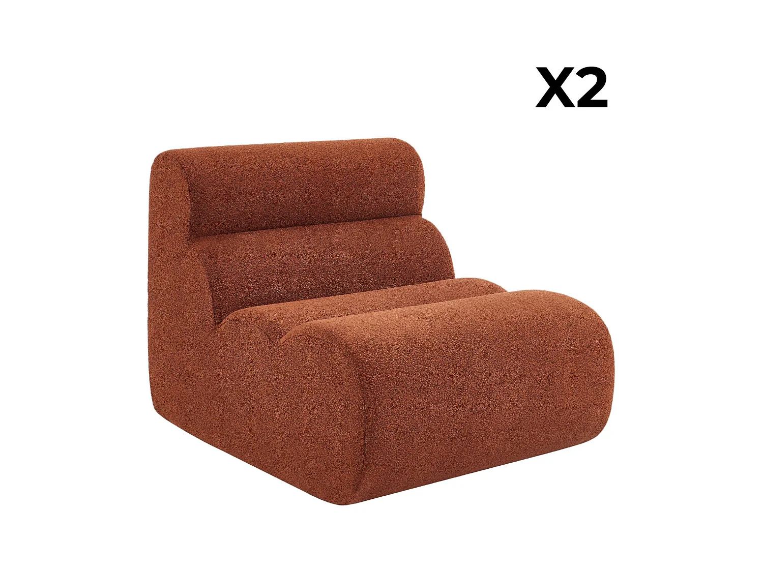 Sofá modular en borreguito texturizado, 2 plazas terracotta