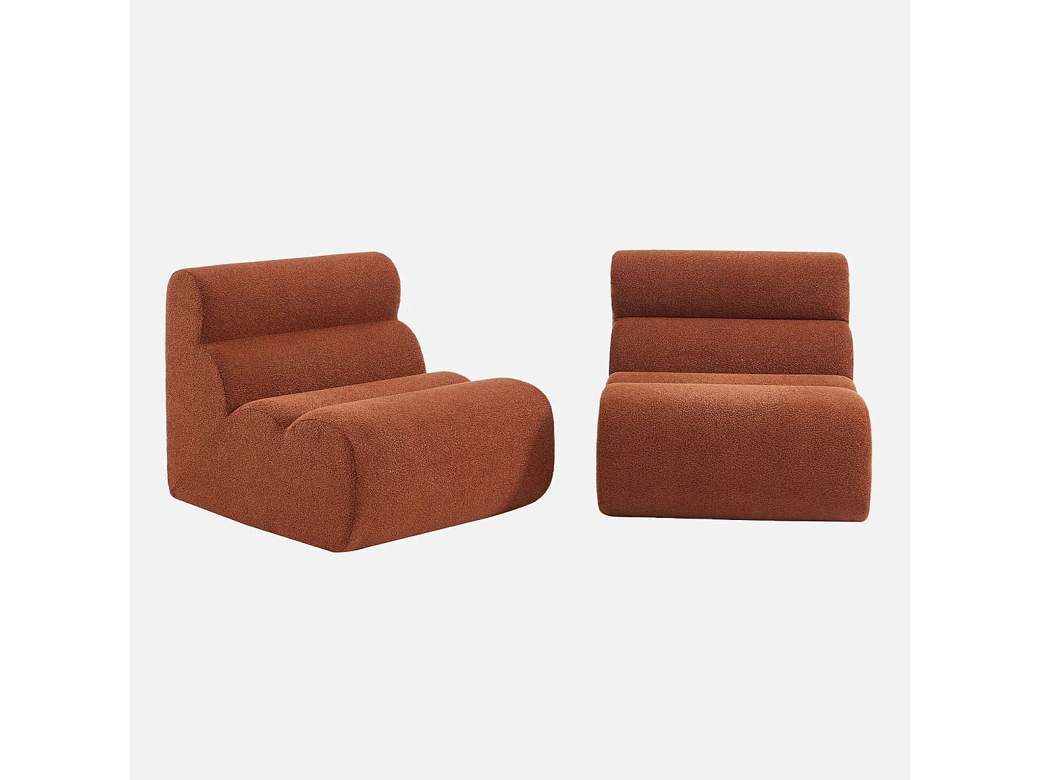 Sofá modular en borreguito texturizado, 2 plazas terracotta