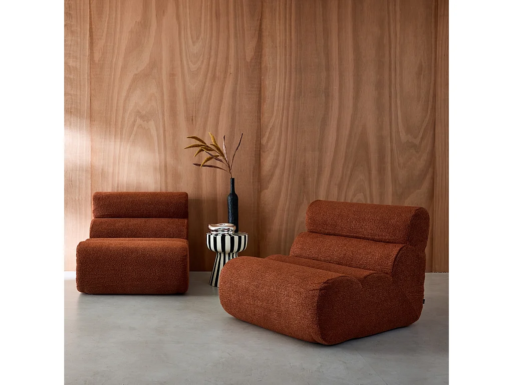 Sofá modular en borreguito texturizado, 2 plazas terracotta