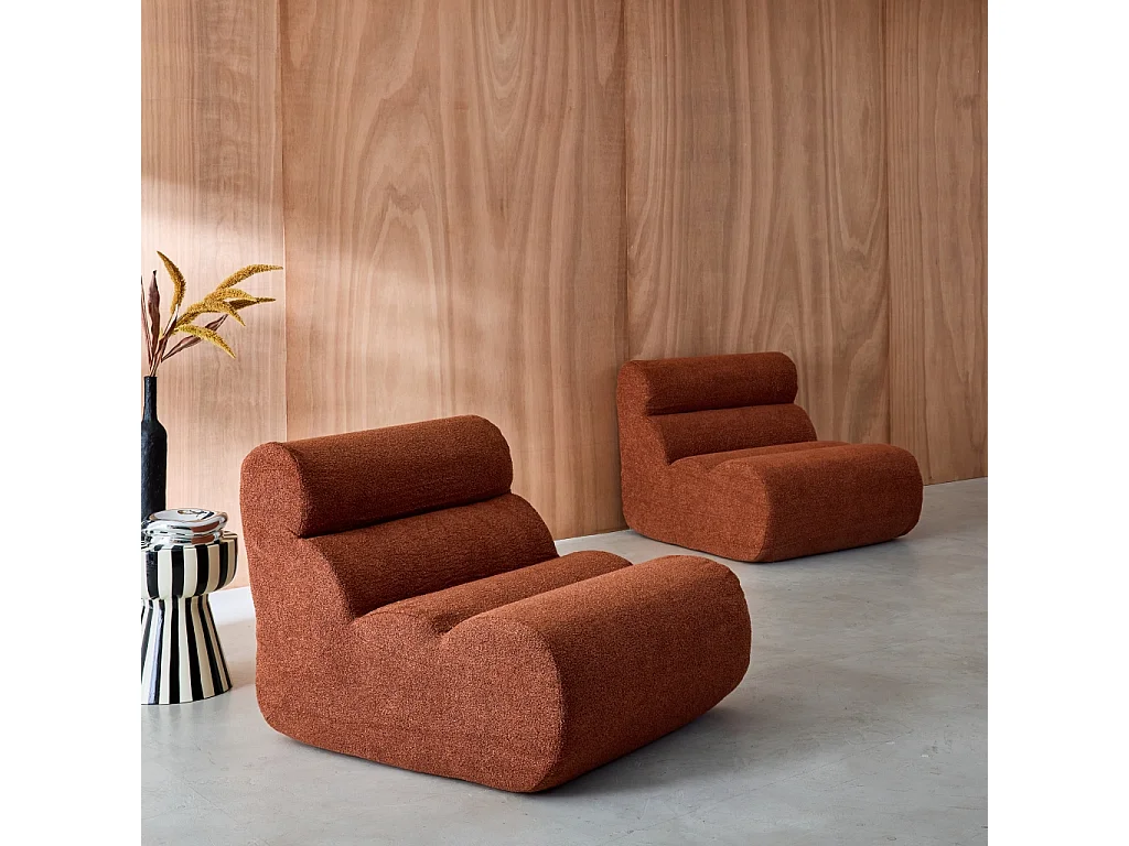 Sofá modular en borreguito texturizado, 2 plazas terracotta