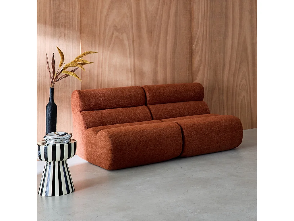 Sofá modular en borreguito texturizado, 2 plazas terracotta