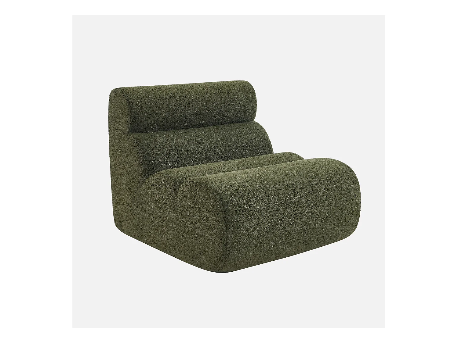 Sofá modular de borreguito texturizado, 3 plazas verde kaki