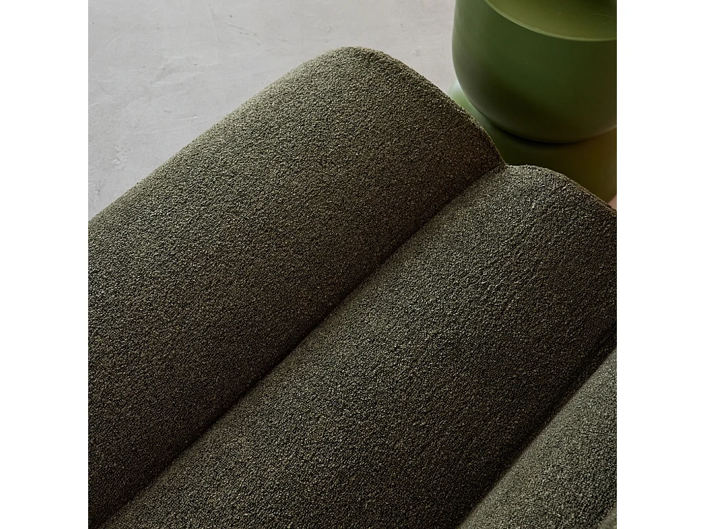 Divano modulare bouclé, 3 posti, verde kaki