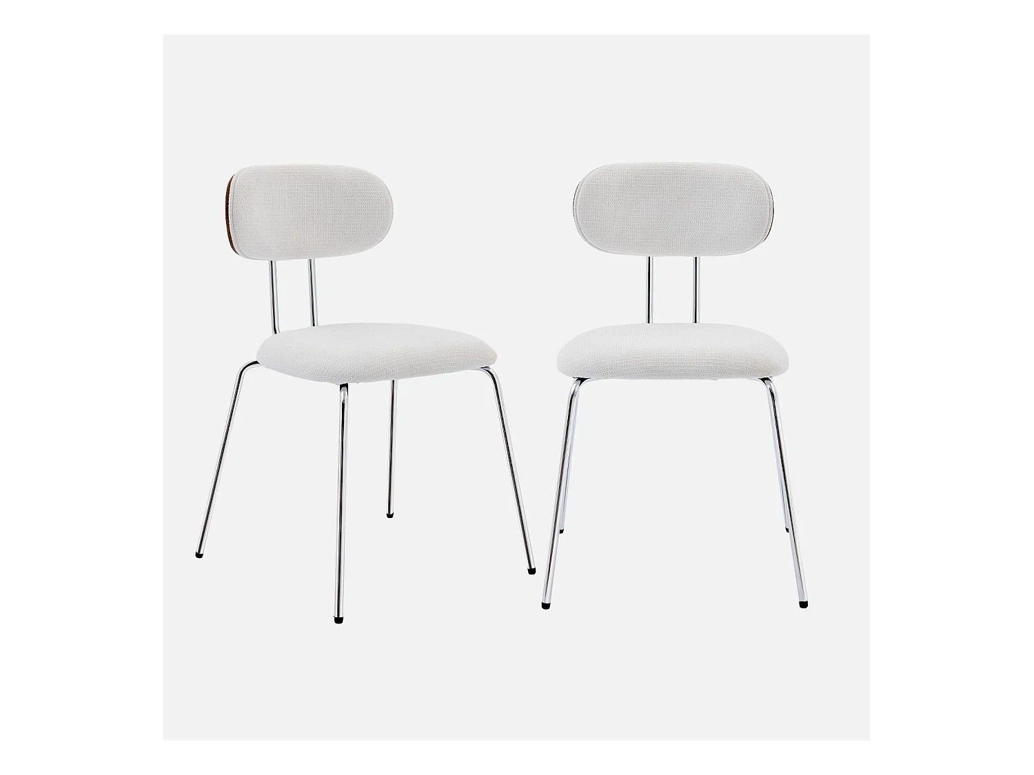 Set di 2 sedie decorative legno curvato tinto noce e tessuto