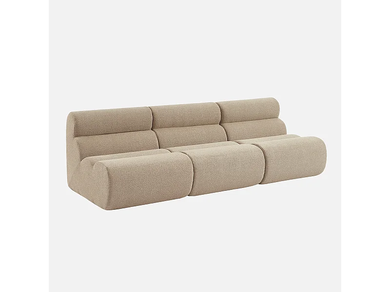 Sofá modular de borreguito texturizado, 3 plazas beige