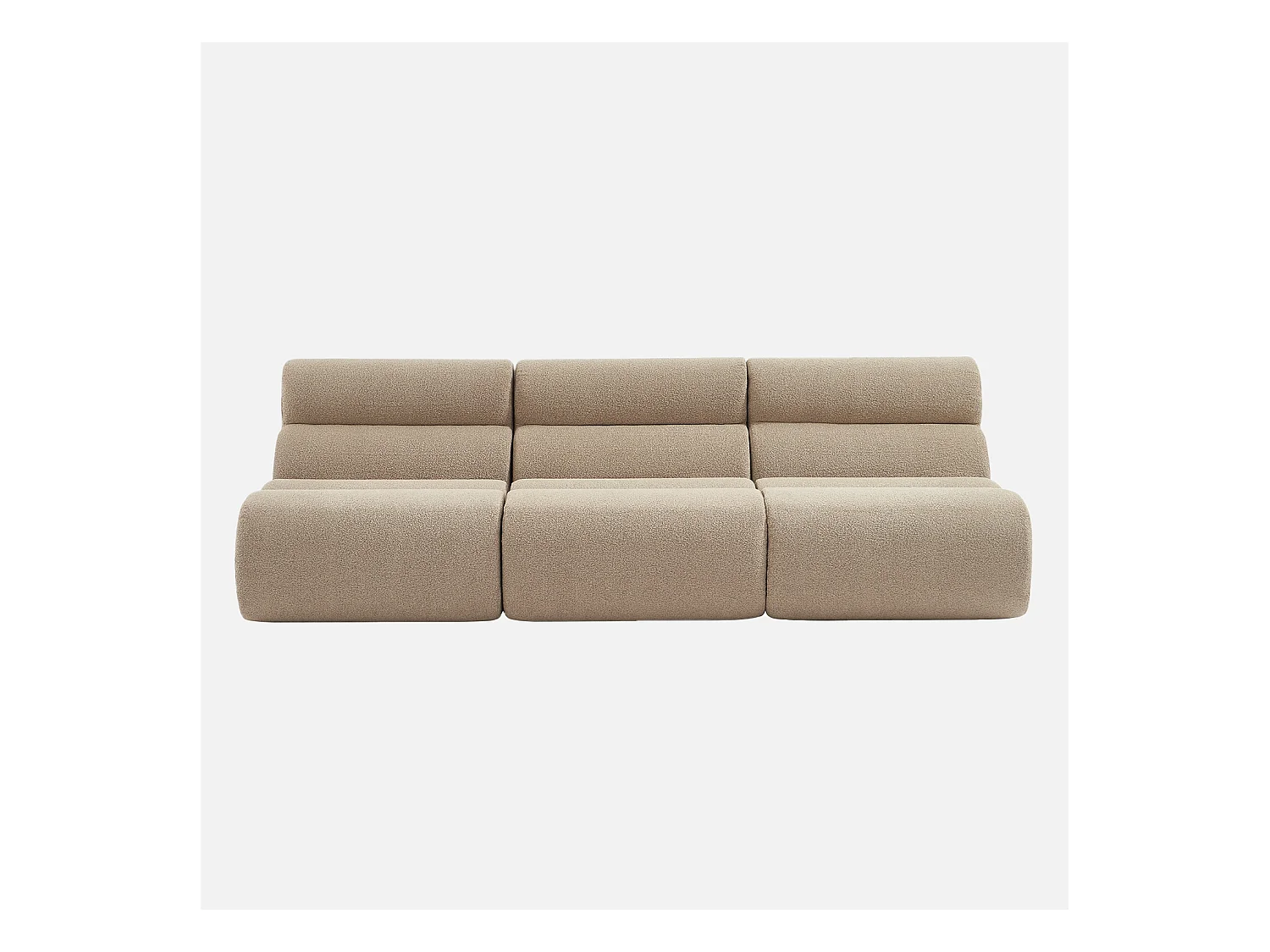 Sofá modular de borreguito texturizado, 3 plazas beige