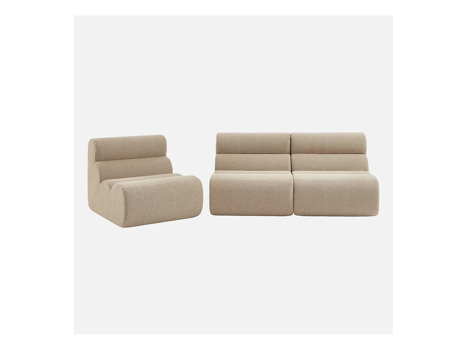 Sofá modular de borreguito texturizado, 3 plazas beige