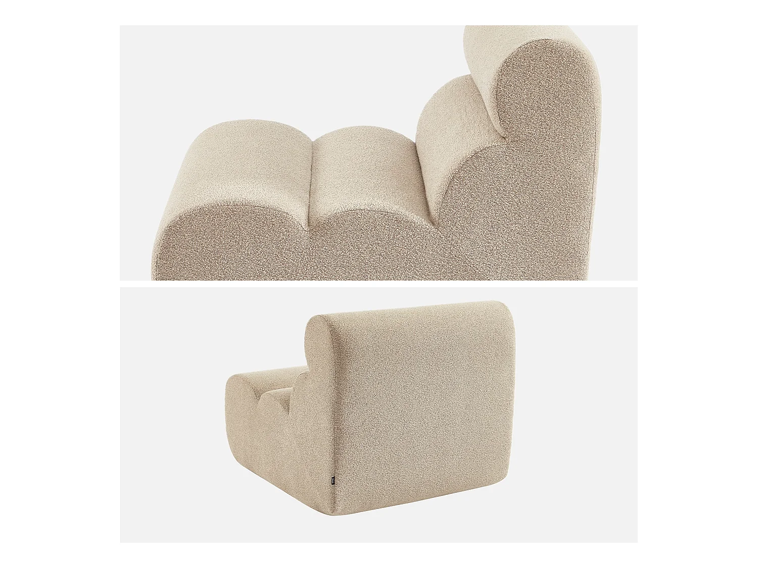Sofá modular de borreguito texturizado, 3 plazas beige