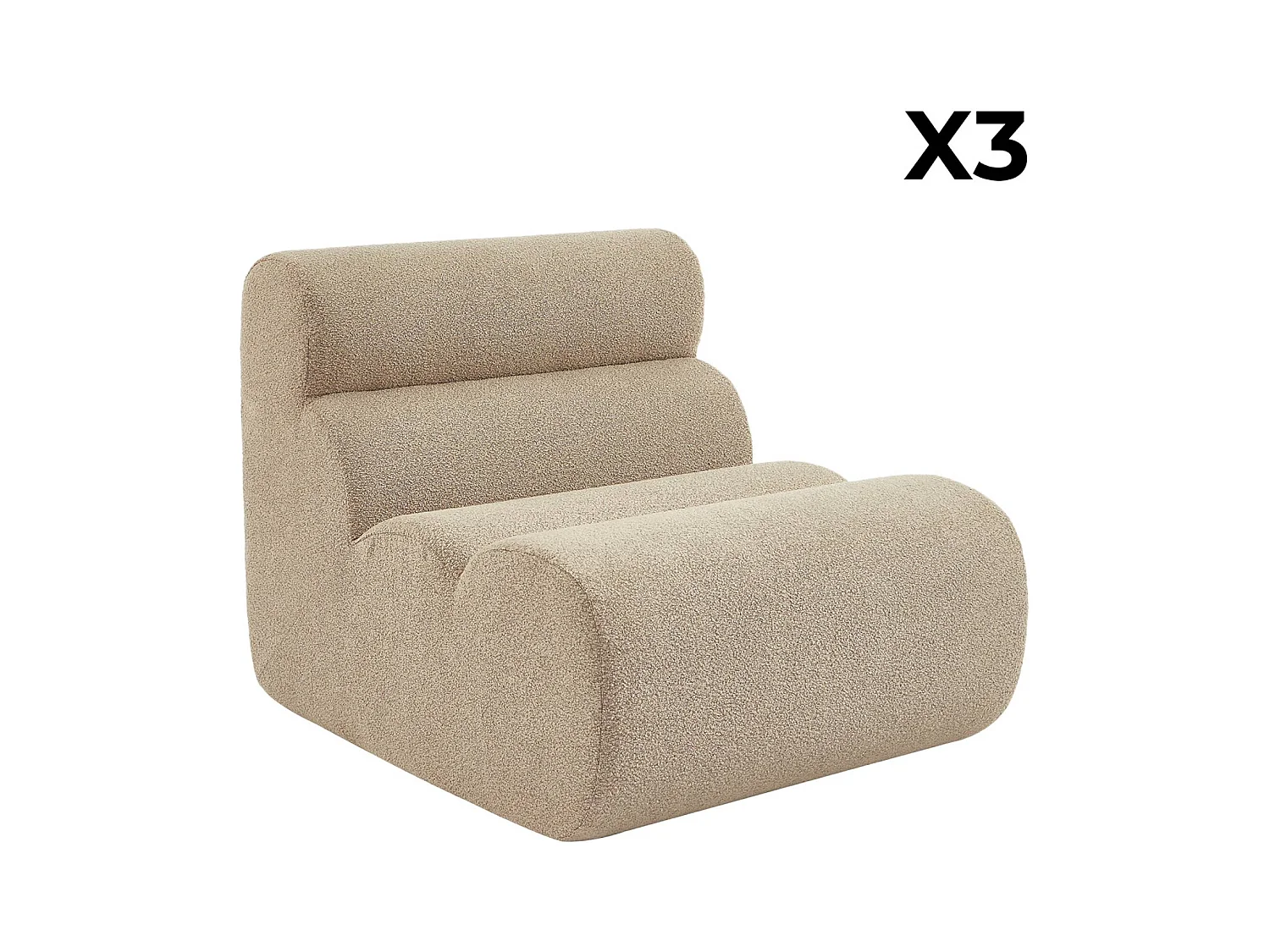 Sofá modular de borreguito texturizado, 3 plazas beige