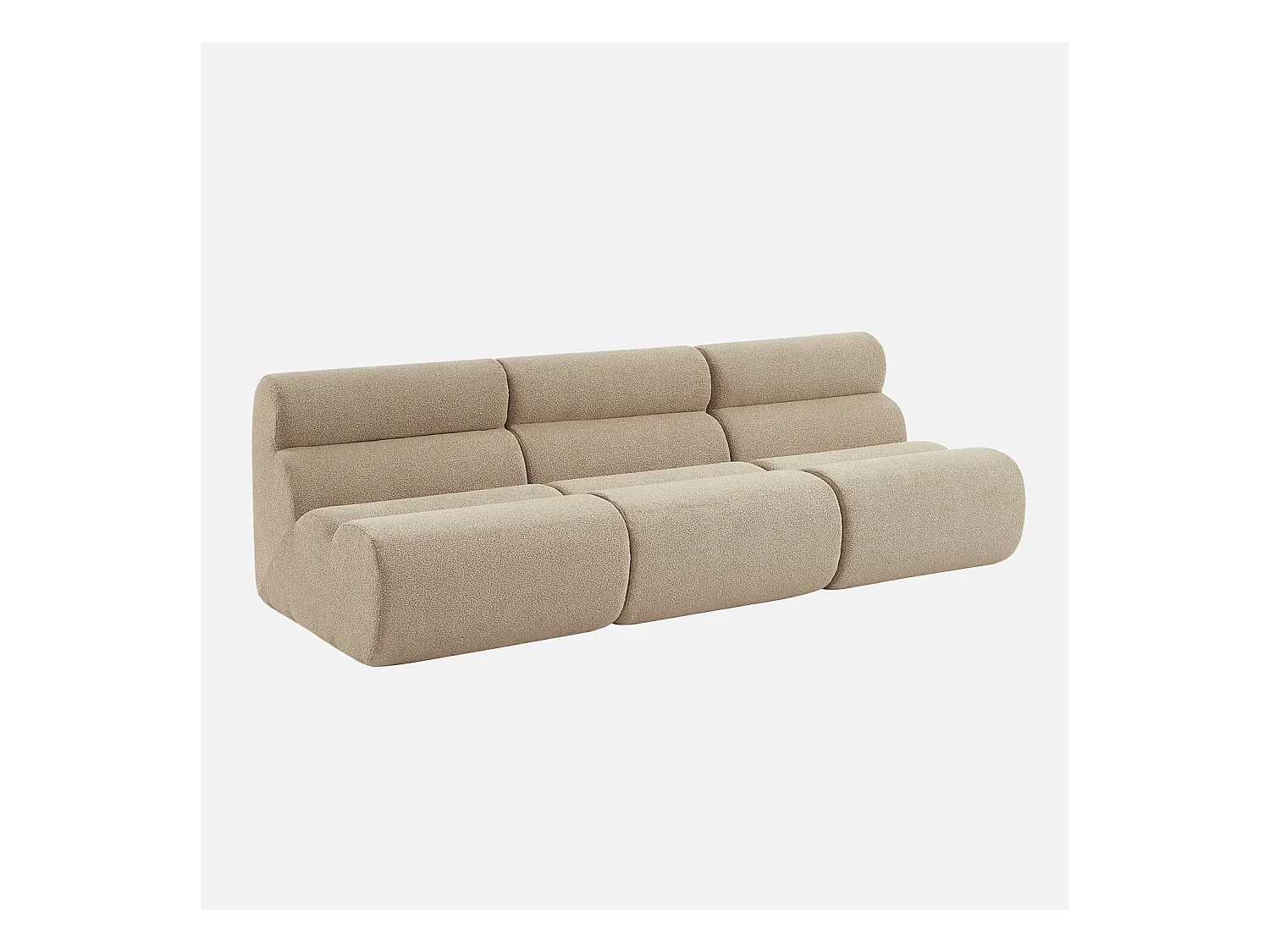 Lot de 3 chauffeuses bouclette texturée beige 1 place - L 81 x P 99 x H 81cm - Nova