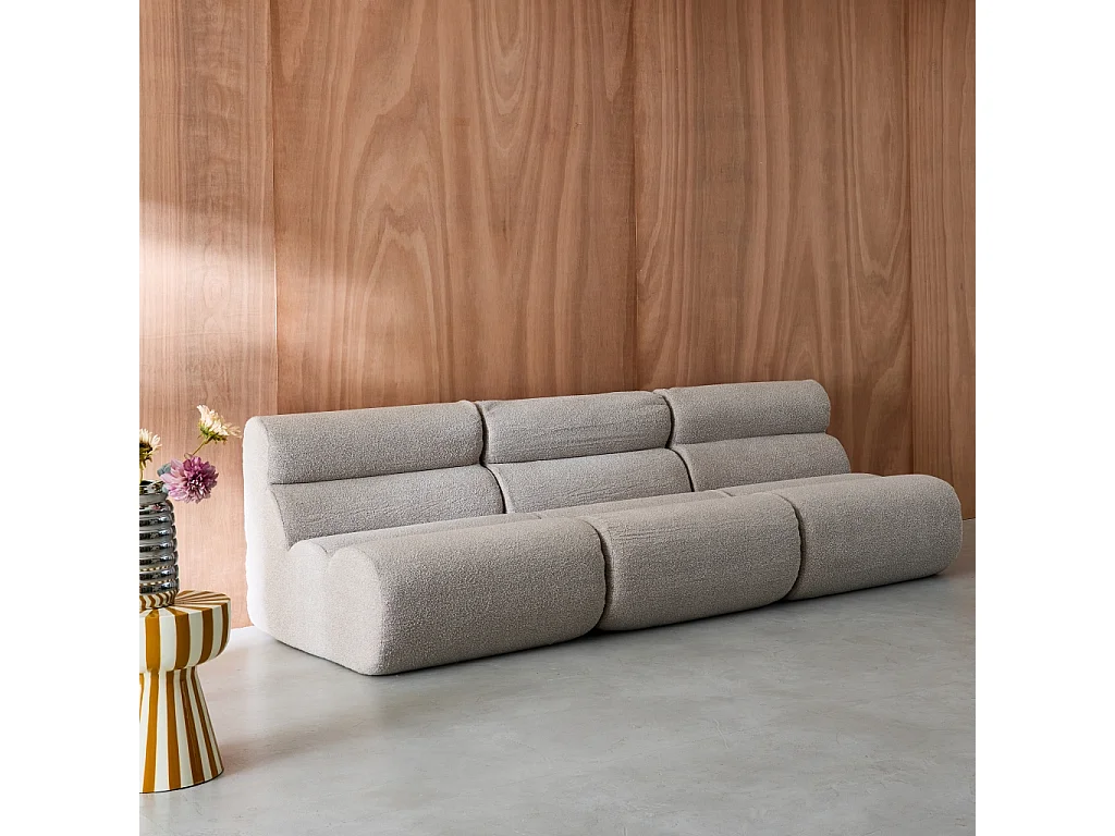 Divano modulare bouclé, 3 posti, beige