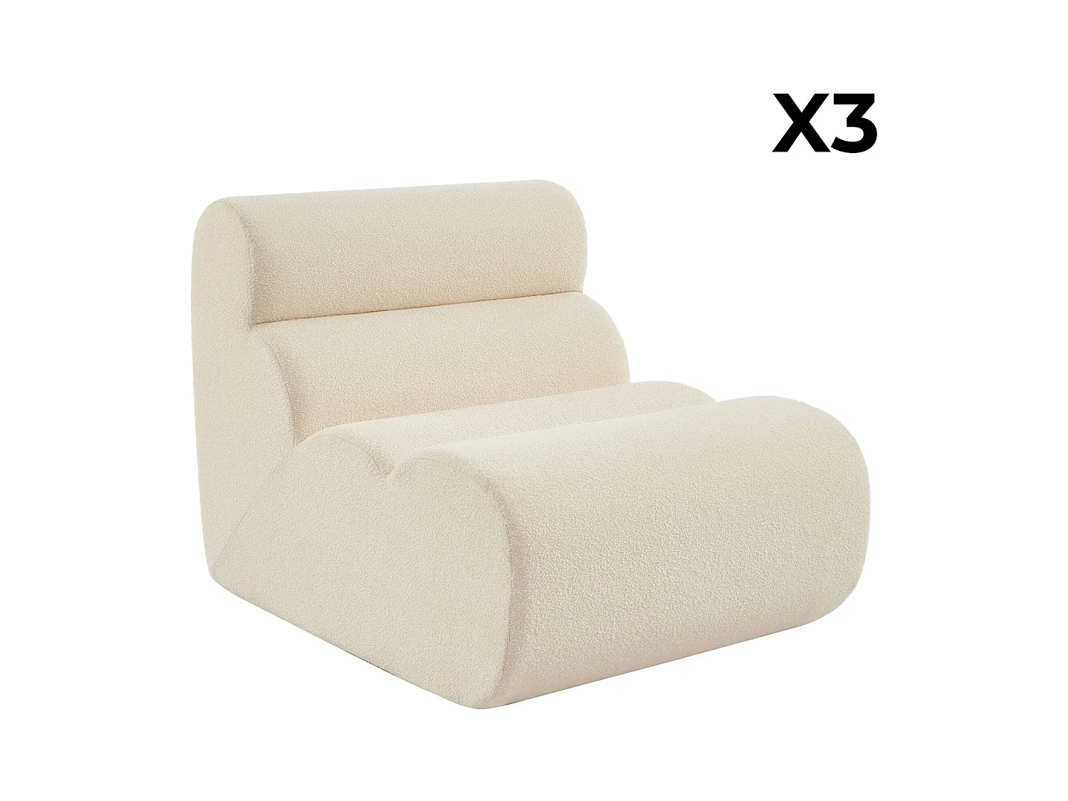 Sofá modular de borreguito texturizado, 3 plazas blanco