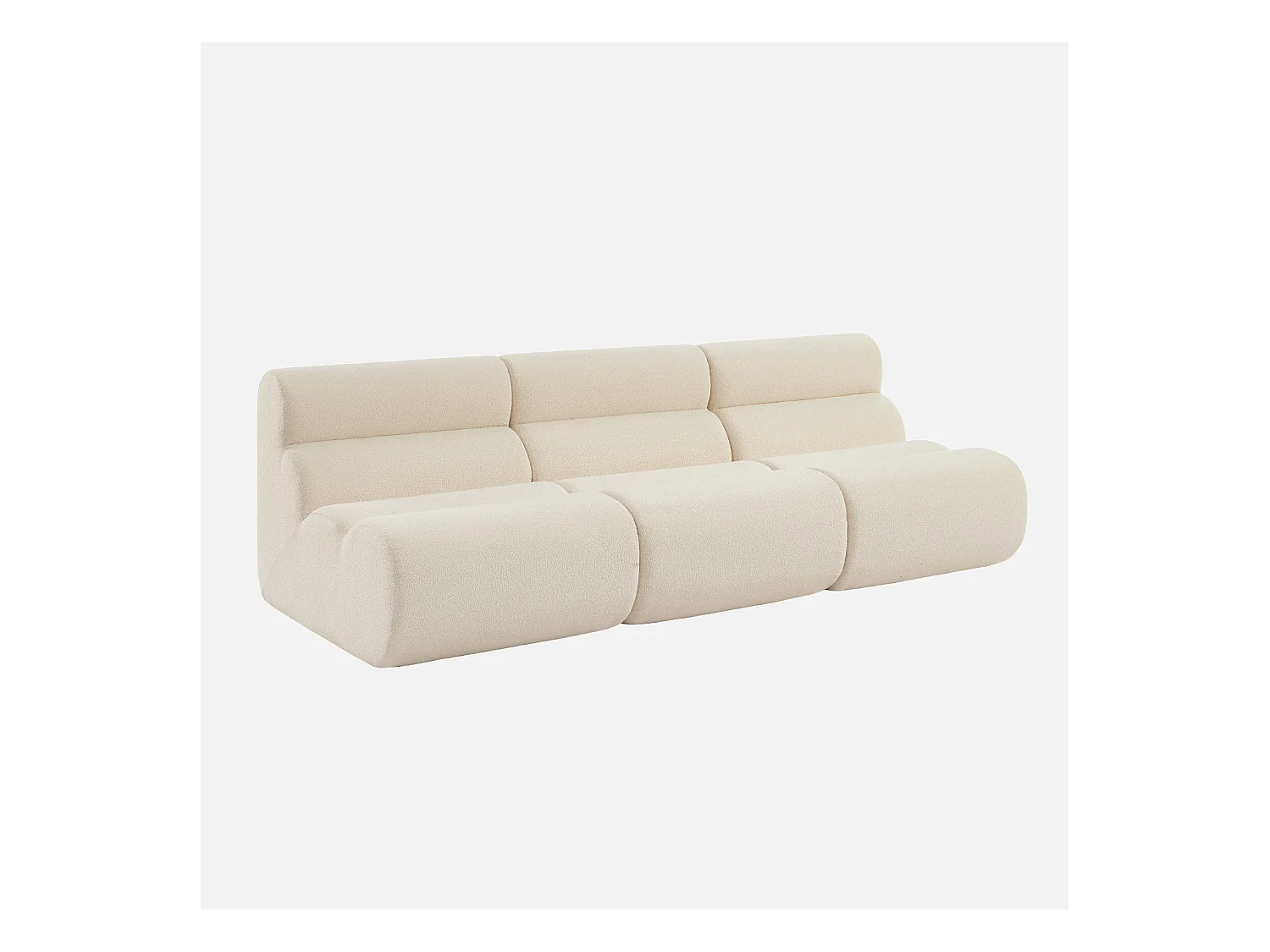 Lot de 3 chauffeuses bouclette texturée blanc 1 place - L 81 x P 99 x H 81cm - Nova