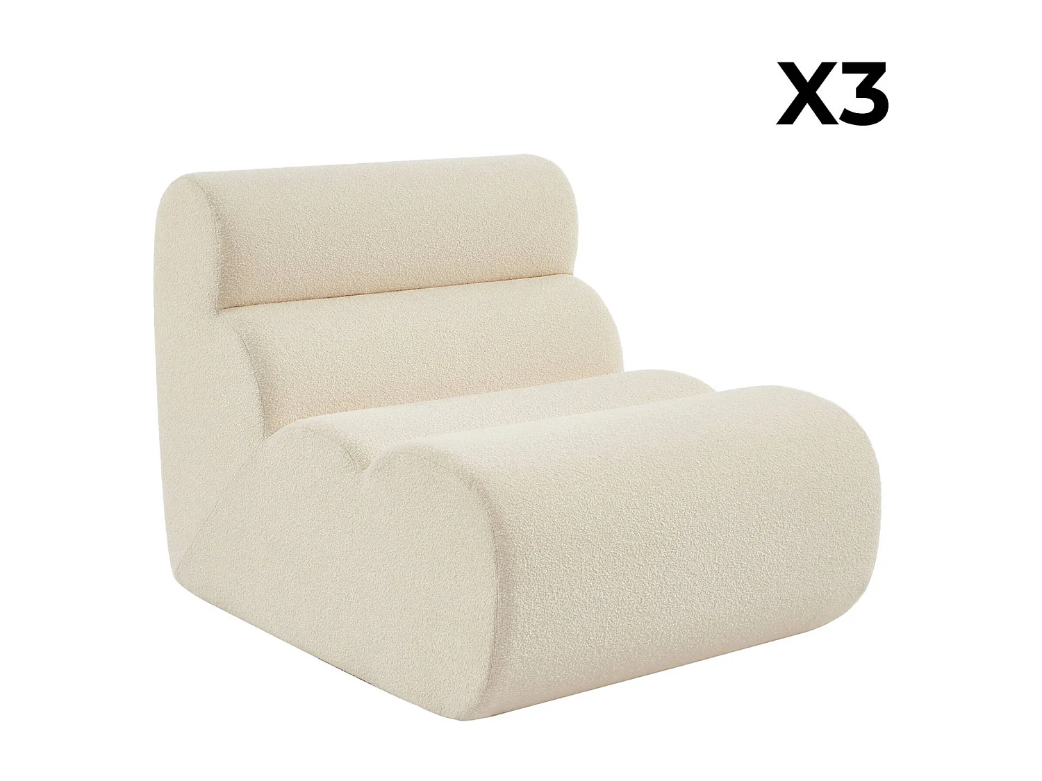 Sofá modular de borreguito texturizado, 3 plazas blanco