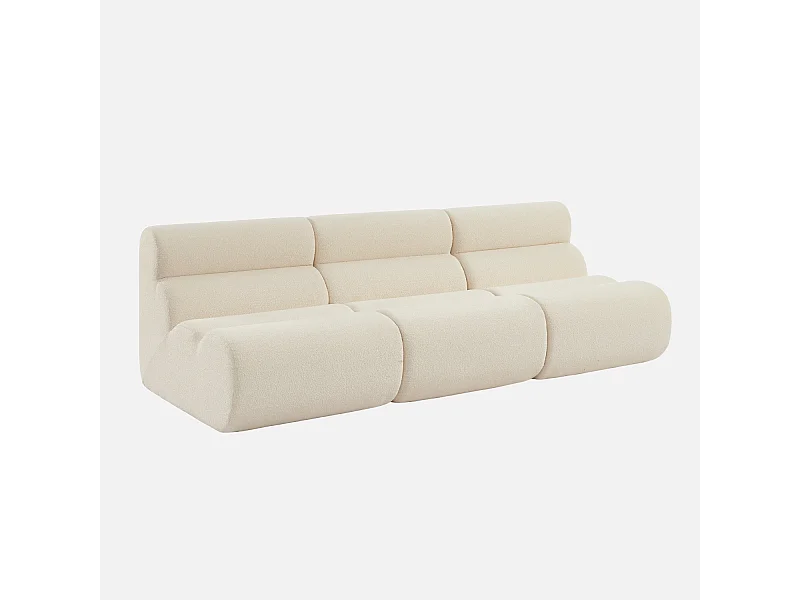 Divano modulare bouclé, 3 posti, bianco