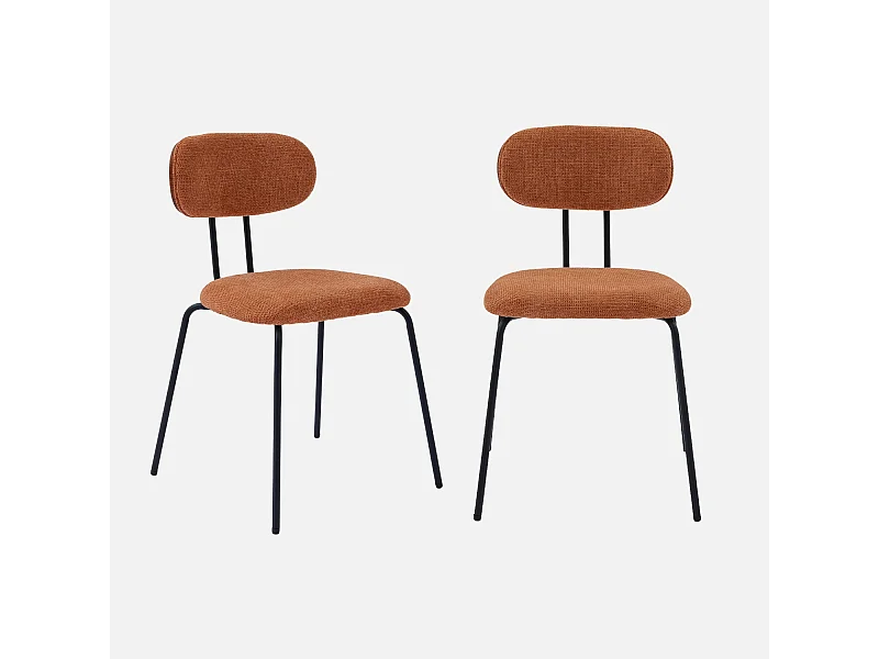 Set di 2 sedie decorazione legno curvato tinto noce e tessuto