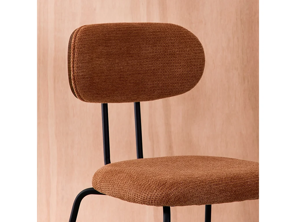 Set di 2 sedie decorazione legno curvato tinto noce e tessuto