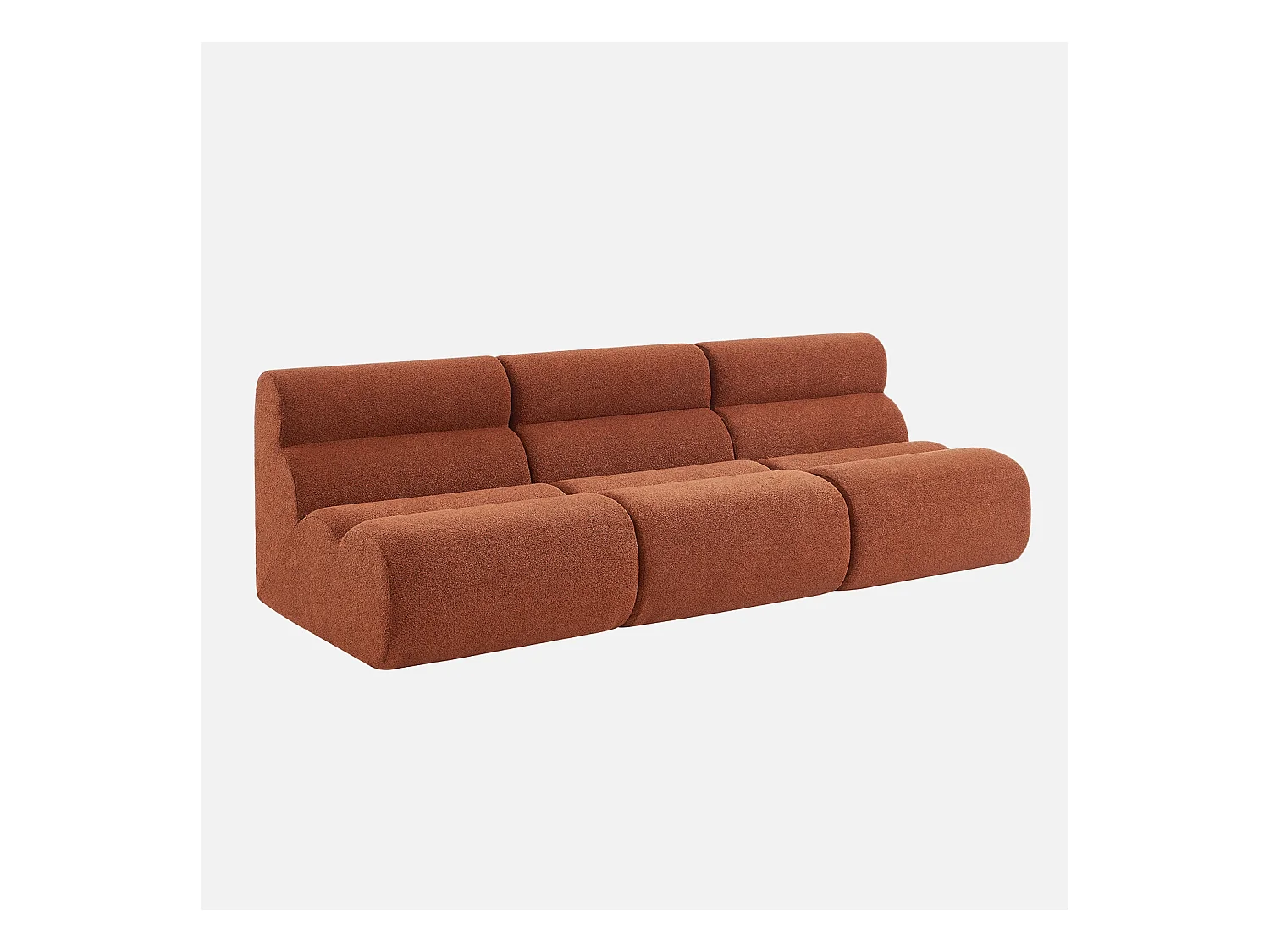 Sofá modular de borreguito texturizado, 3 plazas terracotta