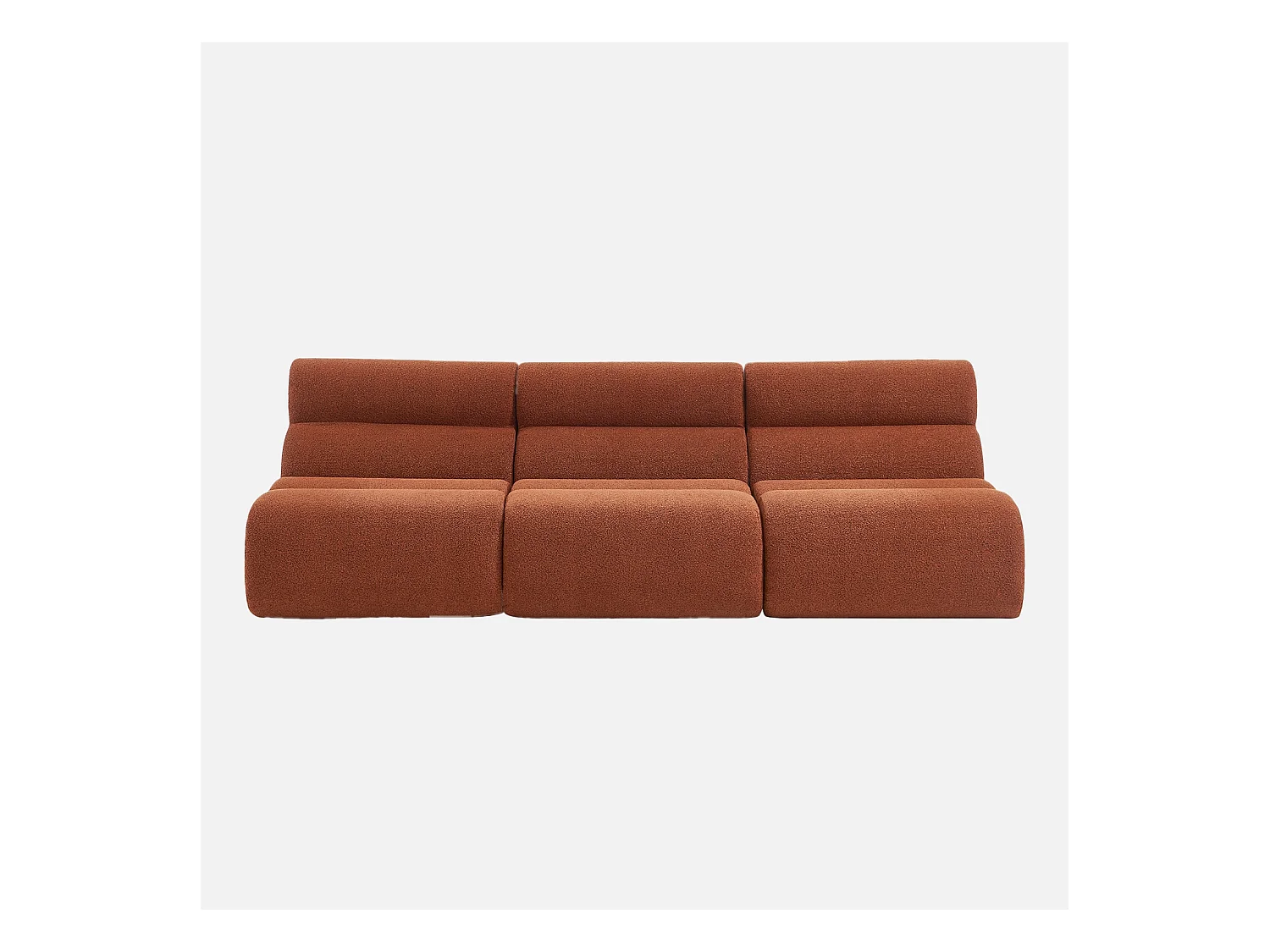 Sofá modular de borreguito texturizado, 3 plazas terracotta