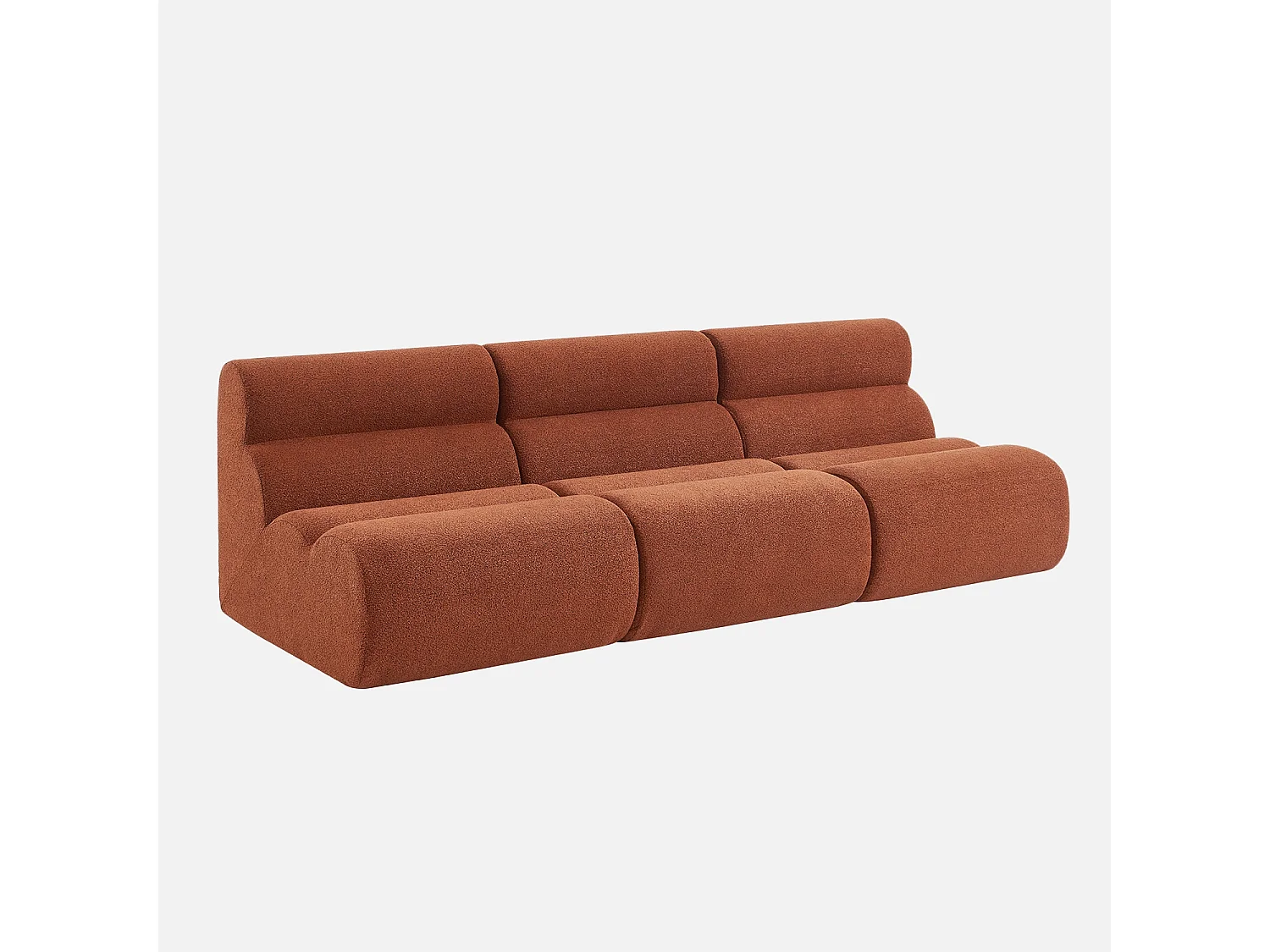 Lot de 3 chauffeuses bouclette texturée terracotta 1 place - L 81 x P 99 x H 75cm - Nova