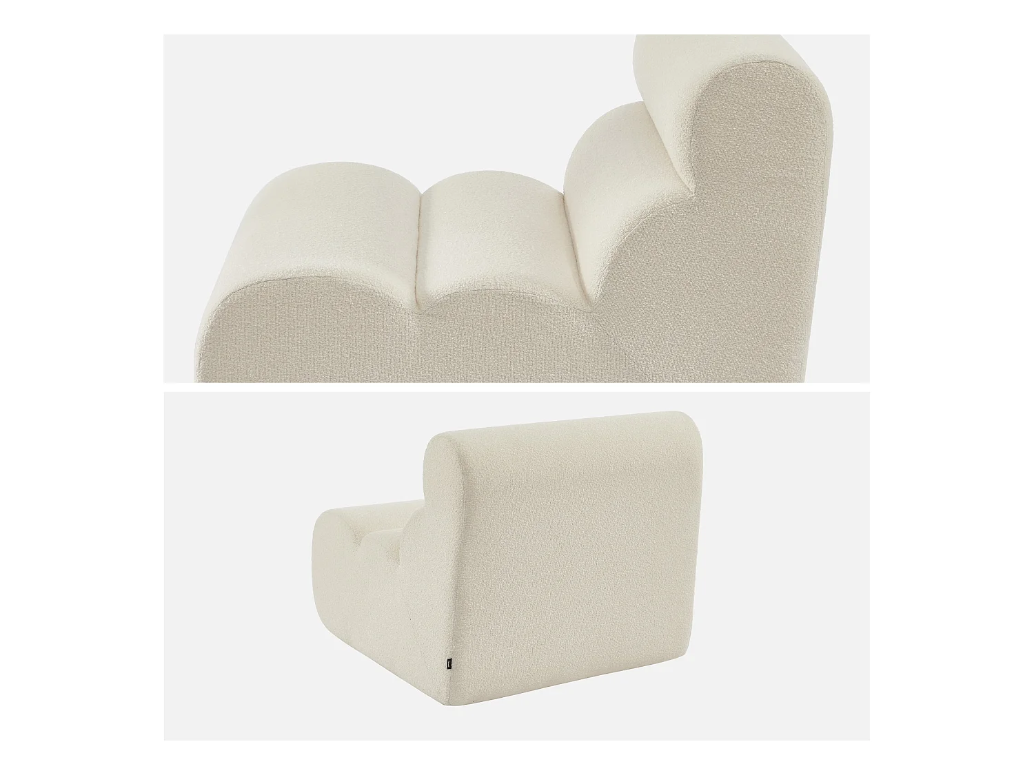 Divano modulare bouclé, 2 posti, bianco