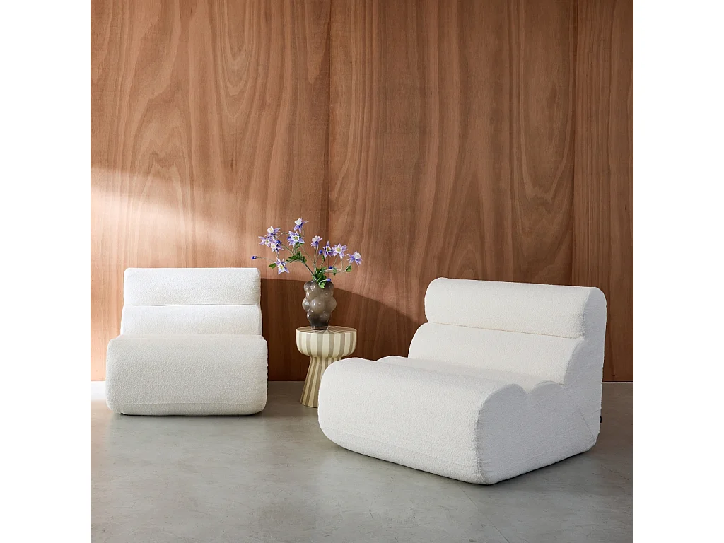 Sofá modular en borreguito texturizado, 2 plazas blanco