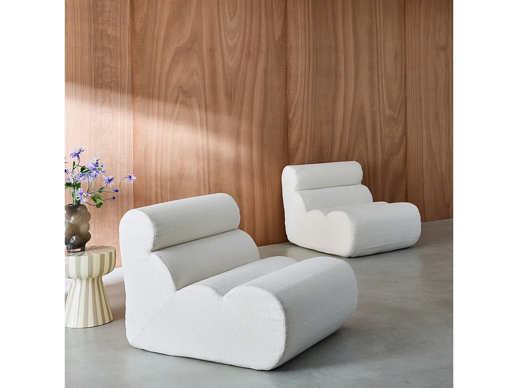 Sofá modular en borreguito texturizado, 2 plazas blanco