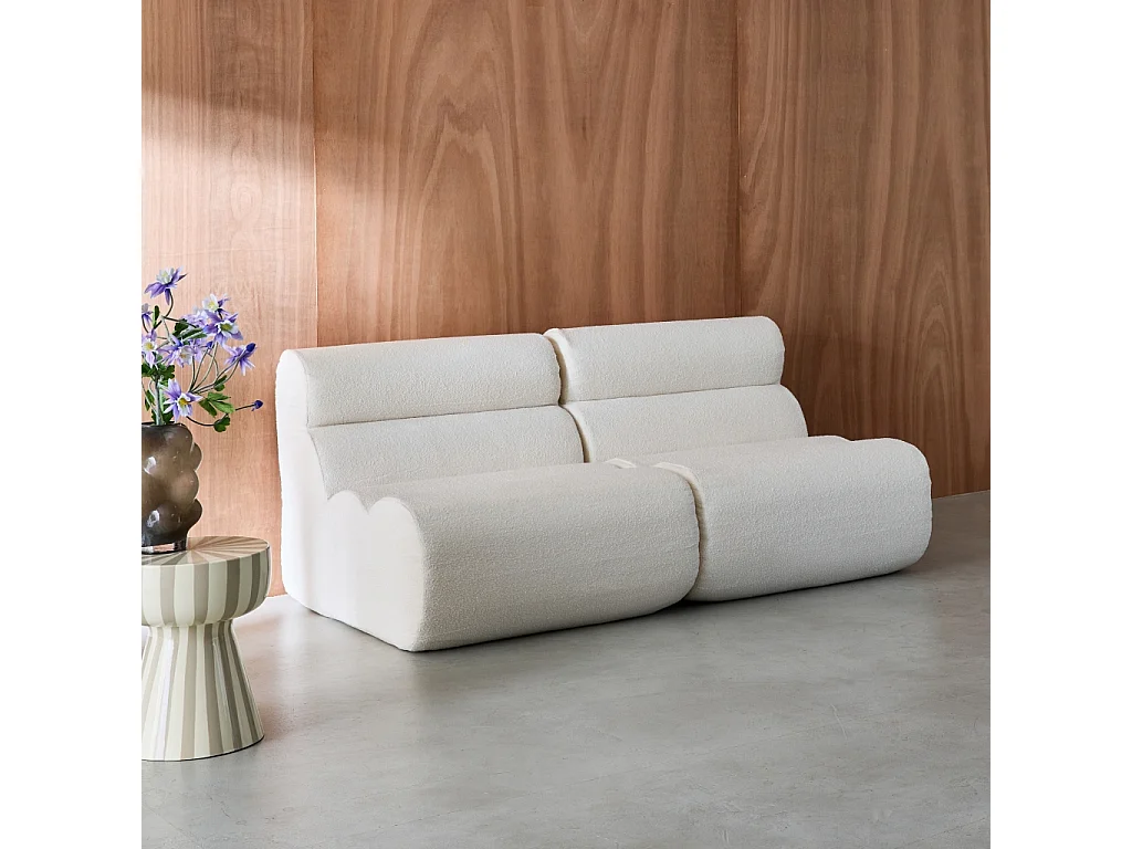 Sofá modular en borreguito texturizado, 2 plazas blanco