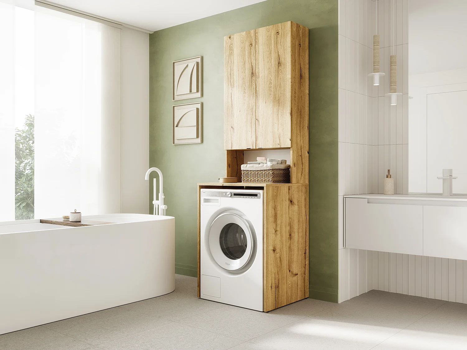 Armoire Haute LORA pour Lave-linge & Sèche-linge - 210x65x56/25 cm