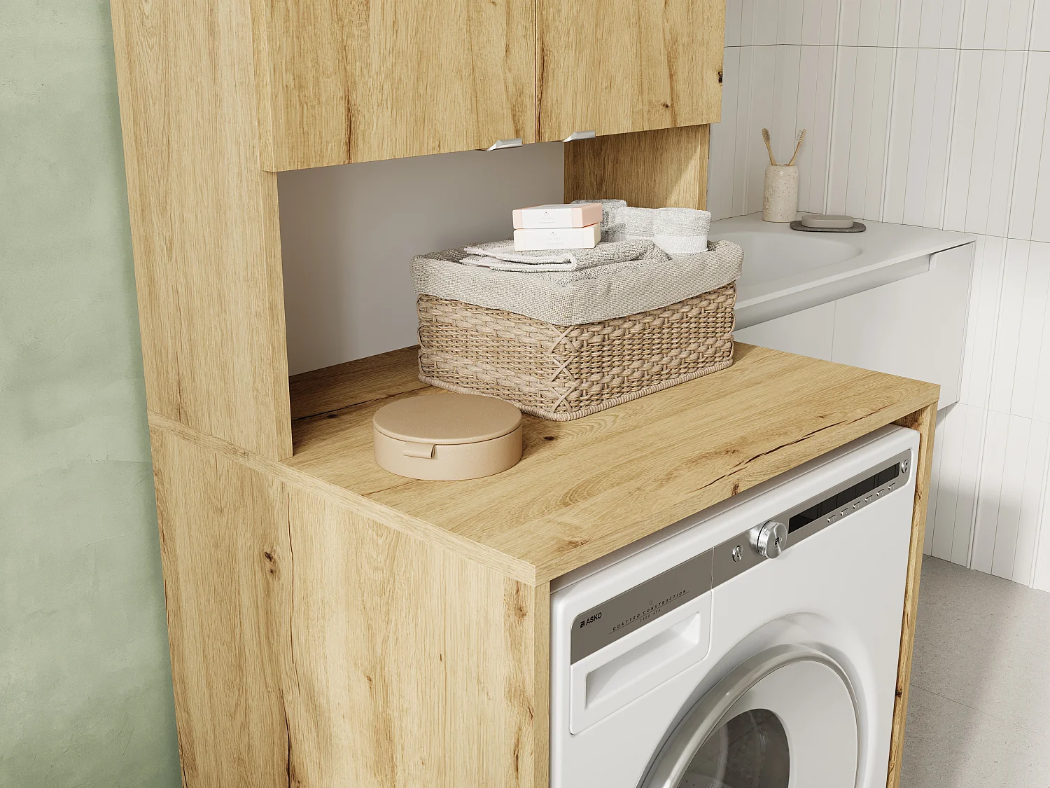 Armoire Haute LORA pour Lave-linge & Sèche-linge - 210x65x56/25 cm