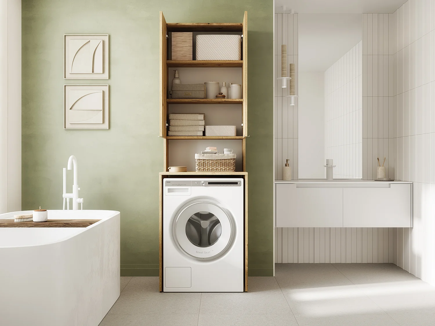 Armoire Haute LORA pour Lave-linge & Sèche-linge - 210x65x56/25 cm