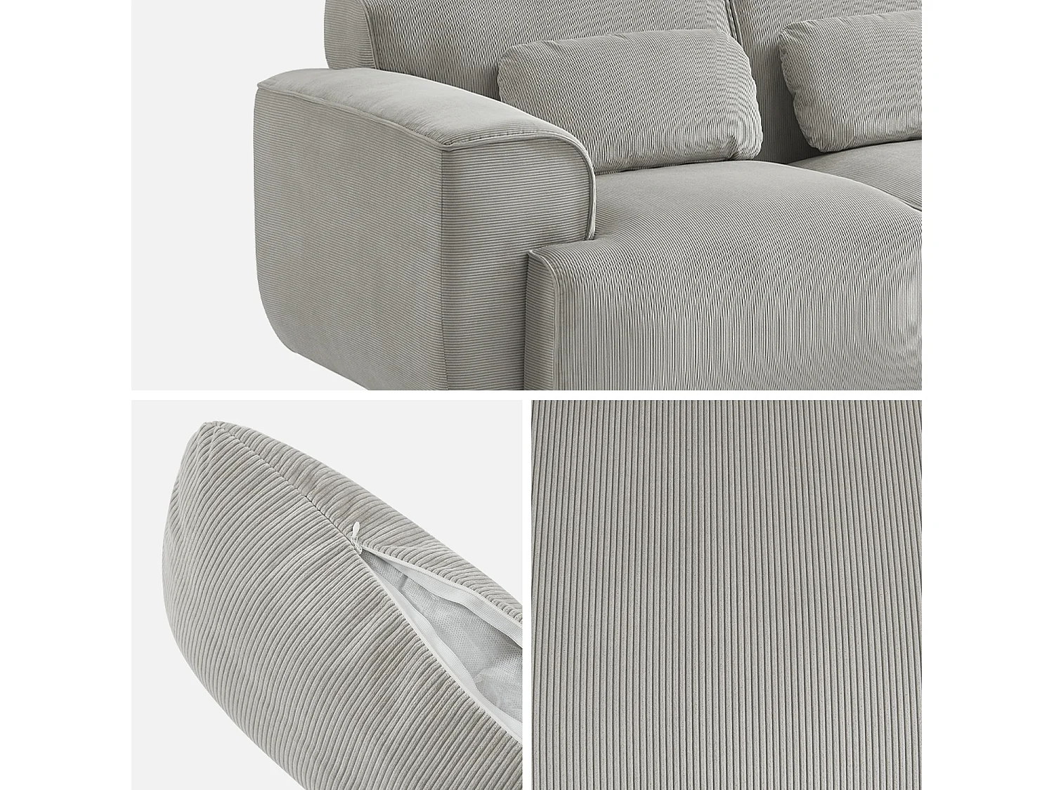 Sofá de pana de 2 plazas gris claro