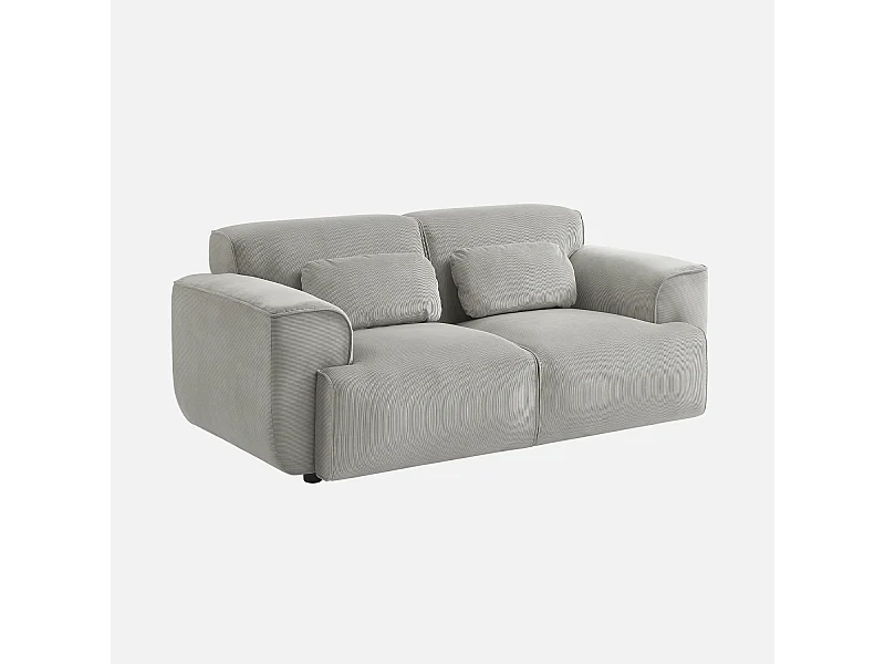 Divano a 2 posti in velluto a coste fino, grigio chiaro