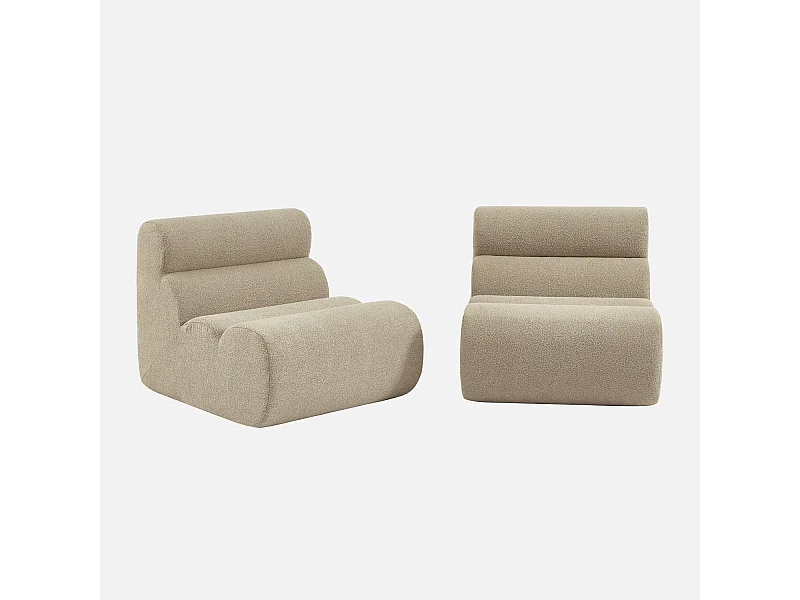 Divano modulare bouclé, 2 posti, beige
