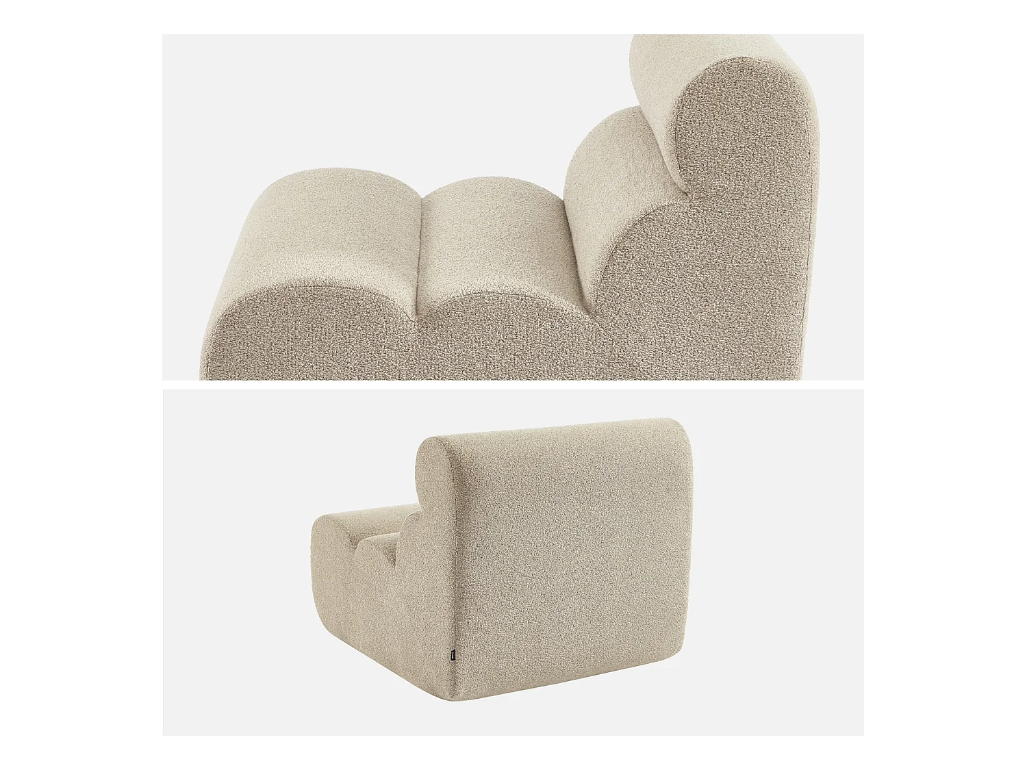 Sofá modular en borreguito texturizado, 2 plazas beige