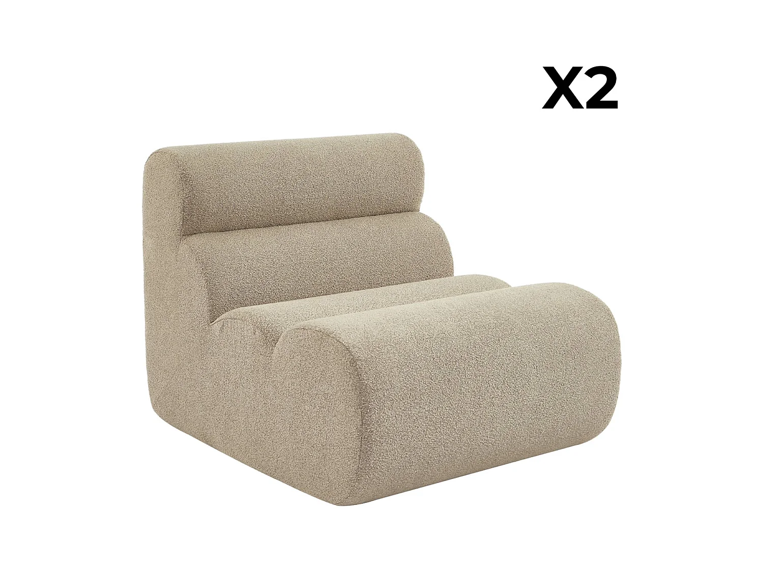 Sofá modular en borreguito texturizado, 2 plazas beige