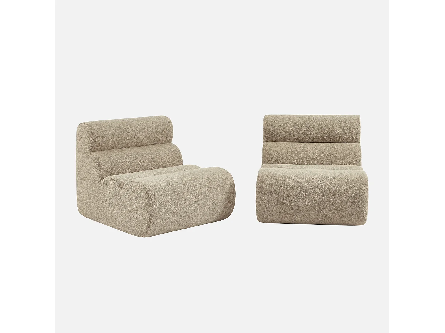 Sofá modular en borreguito texturizado, 2 plazas beige