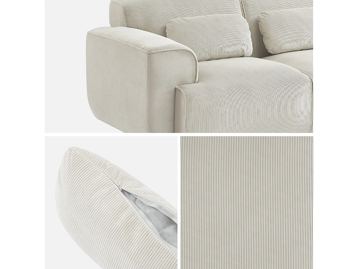 Sofá de pana de 2 plazas crema