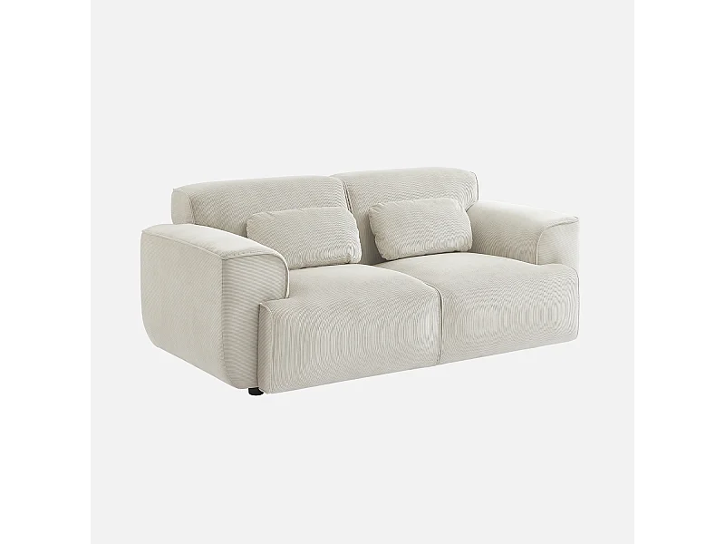 Sofá de pana de 2 plazas crema