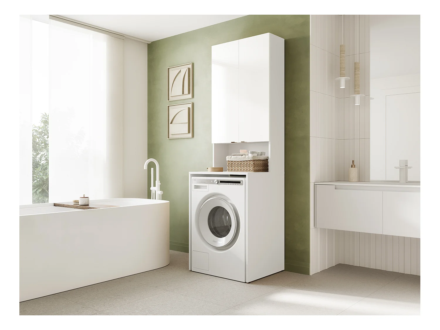 Armoire Haute LORA pour Lave-linge & Sèche-linge - 210x65x56/25 cm