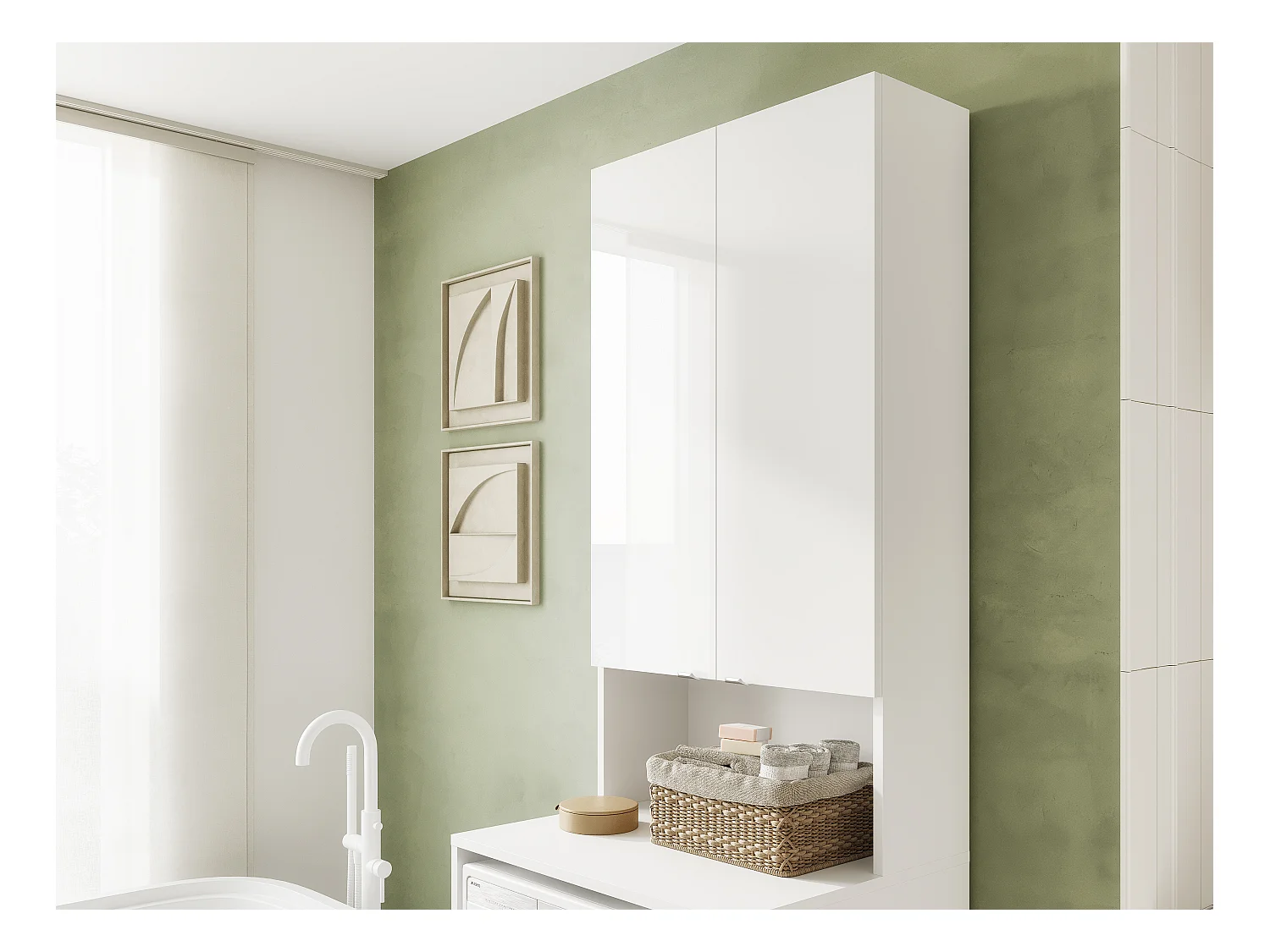 Armoire Haute LORA pour Lave-linge & Sèche-linge - 210x65x56/25 cm