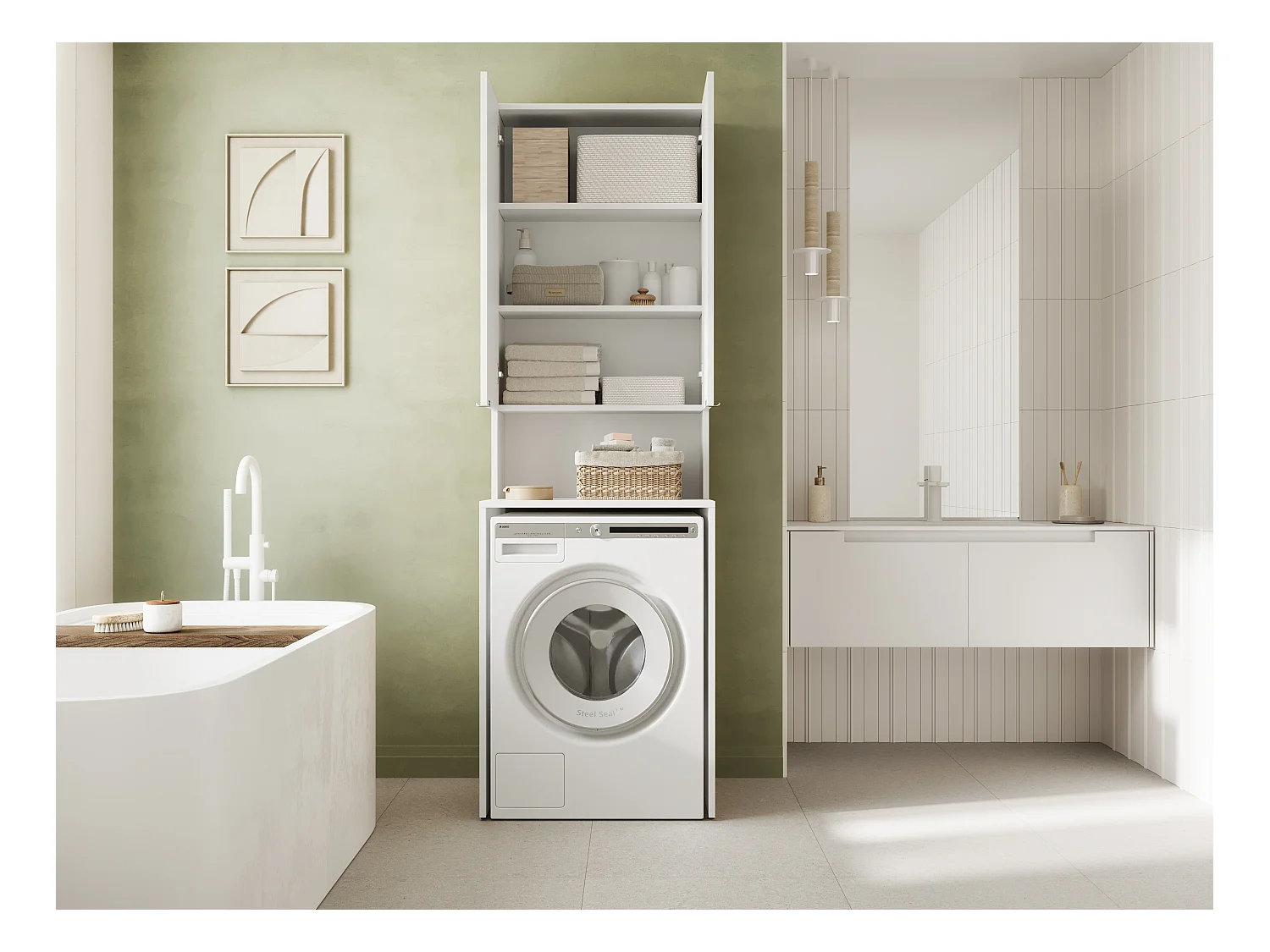 Armoire Haute LORA pour Lave-linge & Sèche-linge - 210x65x56/25 cm